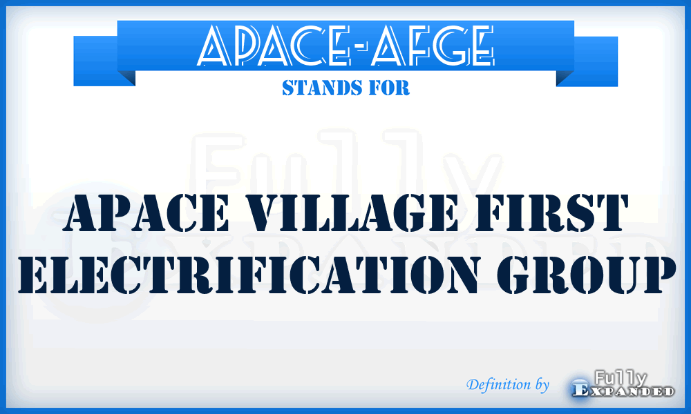 APACE-AFGE - APACE Village First Electrification Group