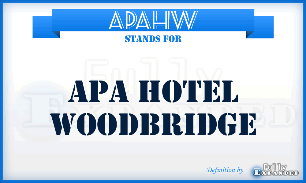 APAHW - APA Hotel Woodbridge