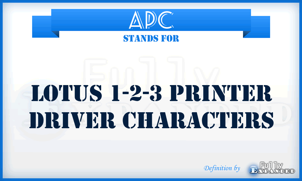 APC - Lotus 1-2-3 Printer driver Characters