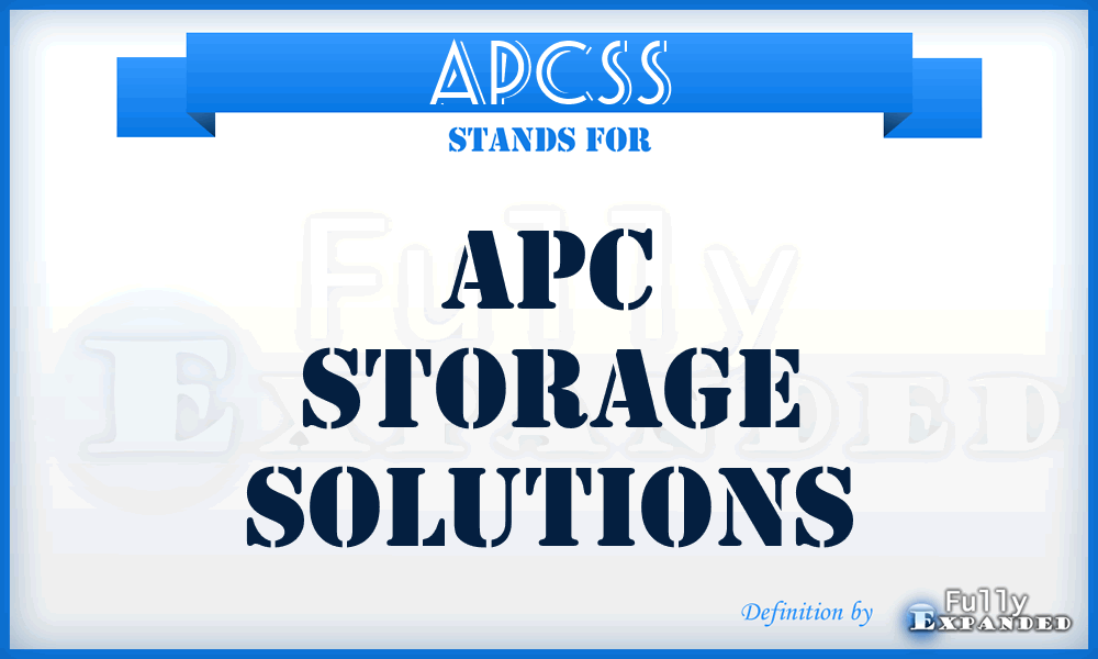 APCSS - APC Storage Solutions