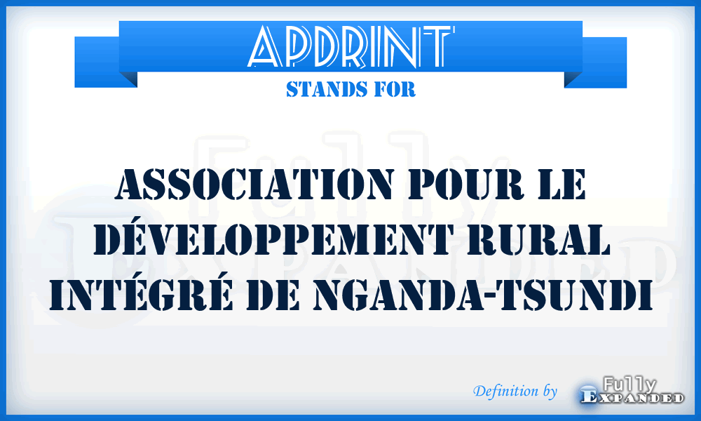 APDRINT - Association Pour le Développement Rural Intégré de Nganda-Tsundi