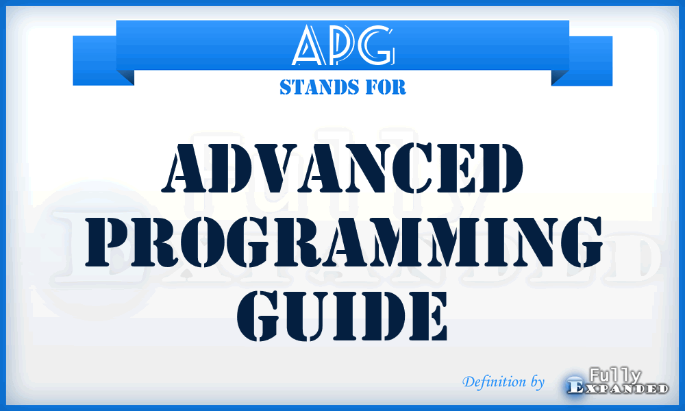 APG - Advanced Programming Guide