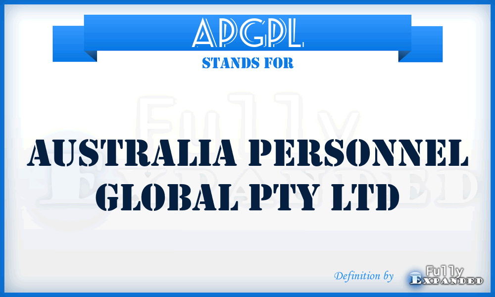 APGPL - Australia Personnel Global Pty Ltd