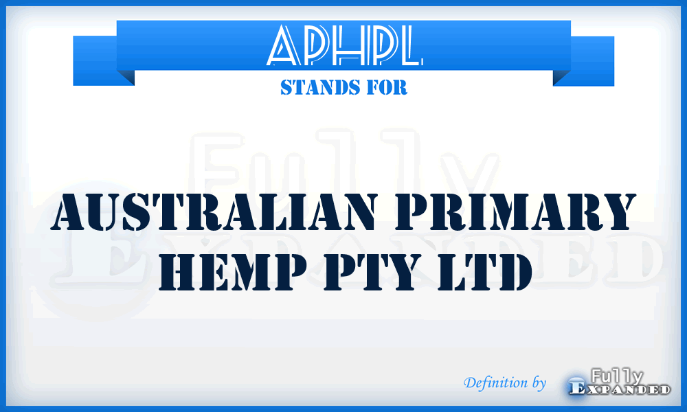 APHPL - Australian Primary Hemp Pty Ltd