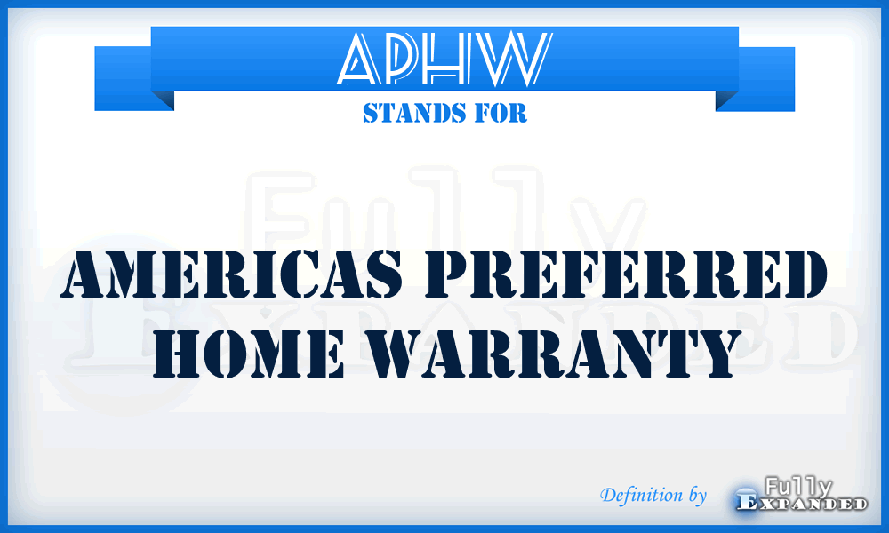 APHW - Americas Preferred Home Warranty