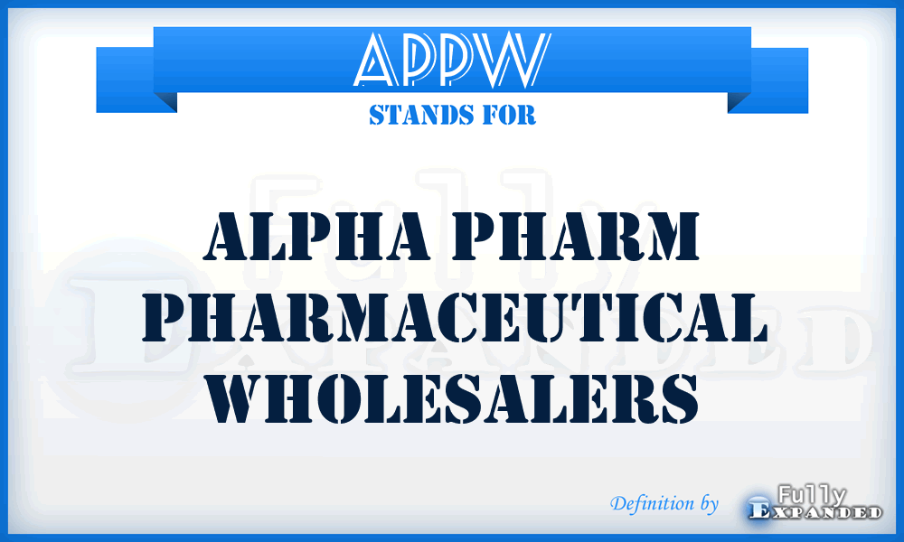 APPW - Alpha Pharm Pharmaceutical Wholesalers