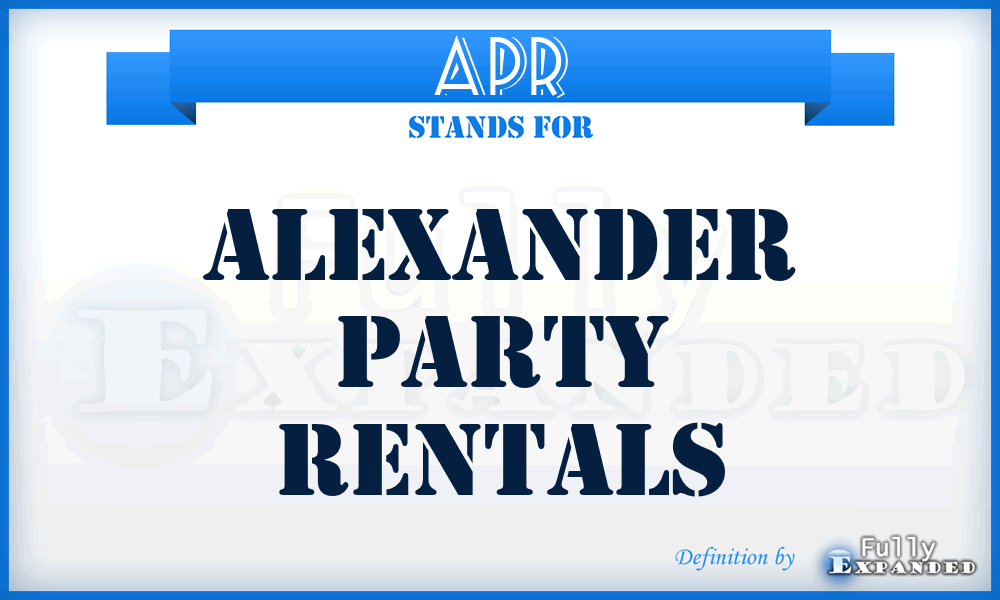 APR - Alexander Party Rentals