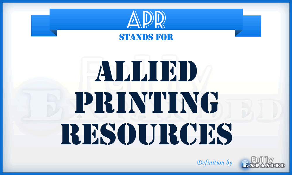 APR - Allied Printing Resources