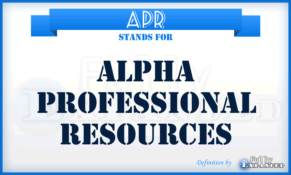 APR - Alpha Professional Resources
