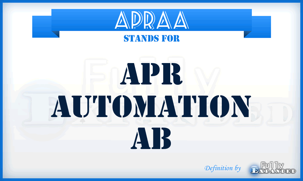 APRAA - APR Automation Ab