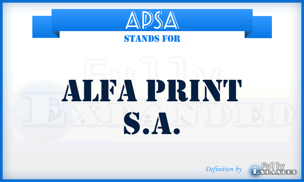 APSA - Alfa Print S.A.