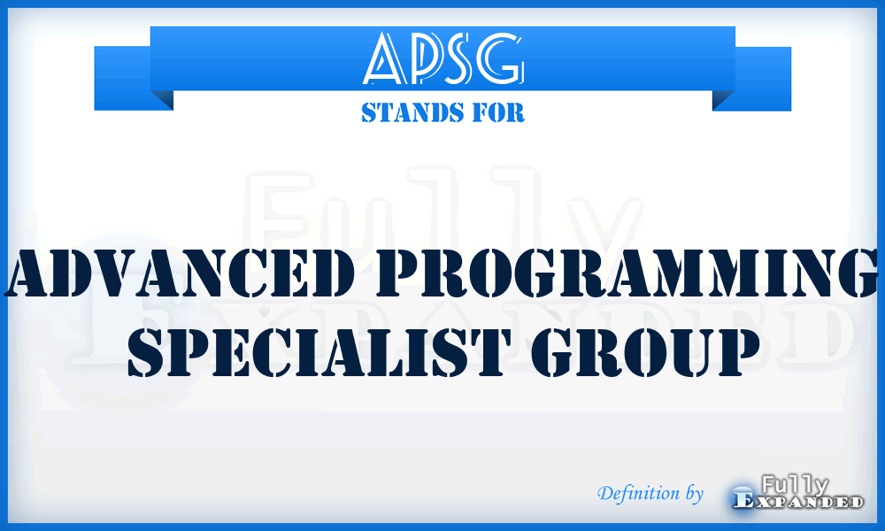 APSG - Advanced Programming Specialist Group