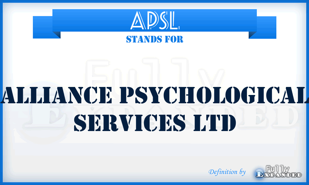 APSL - Alliance Psychological Services Ltd