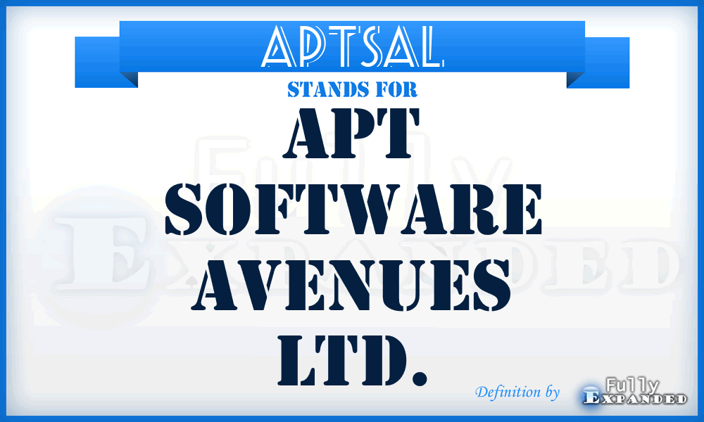 APTSAL - APT Software Avenues Ltd.