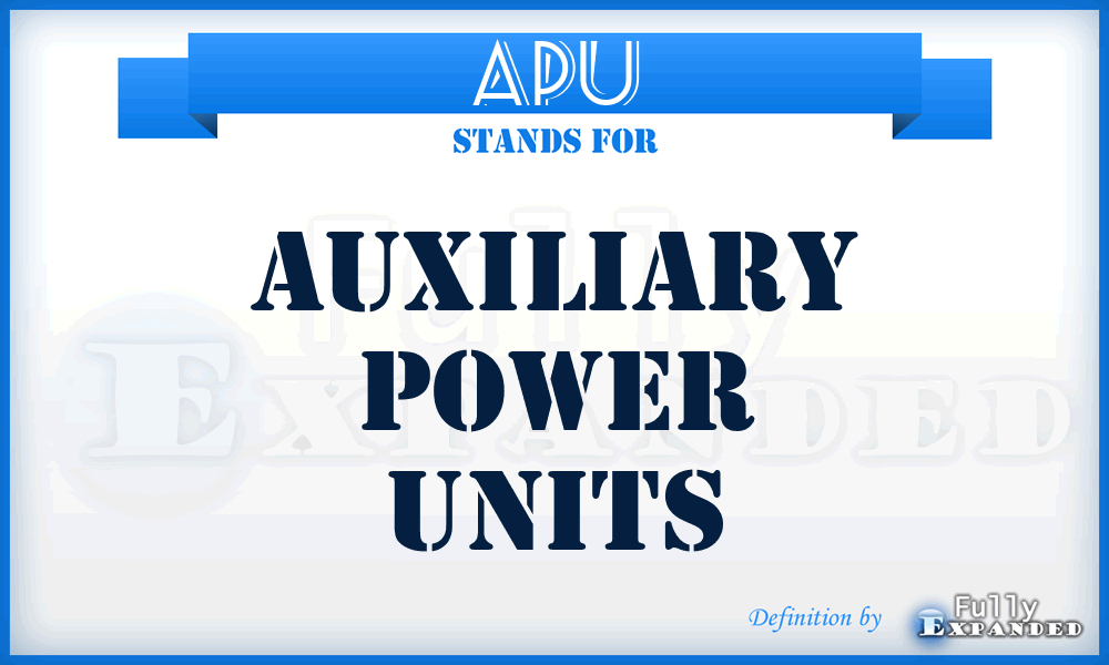 APU - auxiliary power units