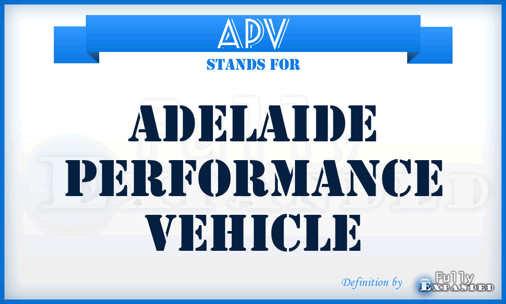 APV - Adelaide Performance Vehicle