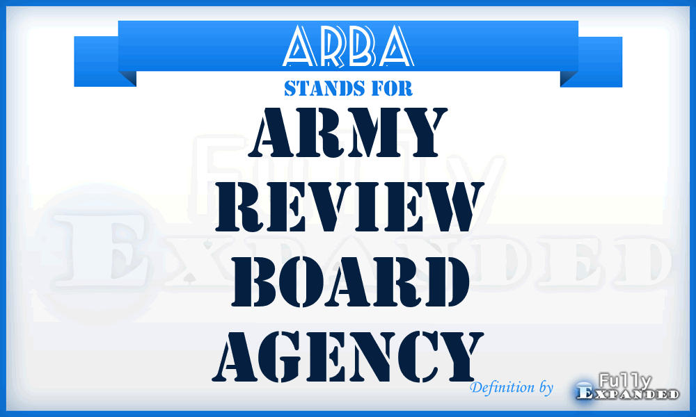 ARBA - Army Review Board Agency