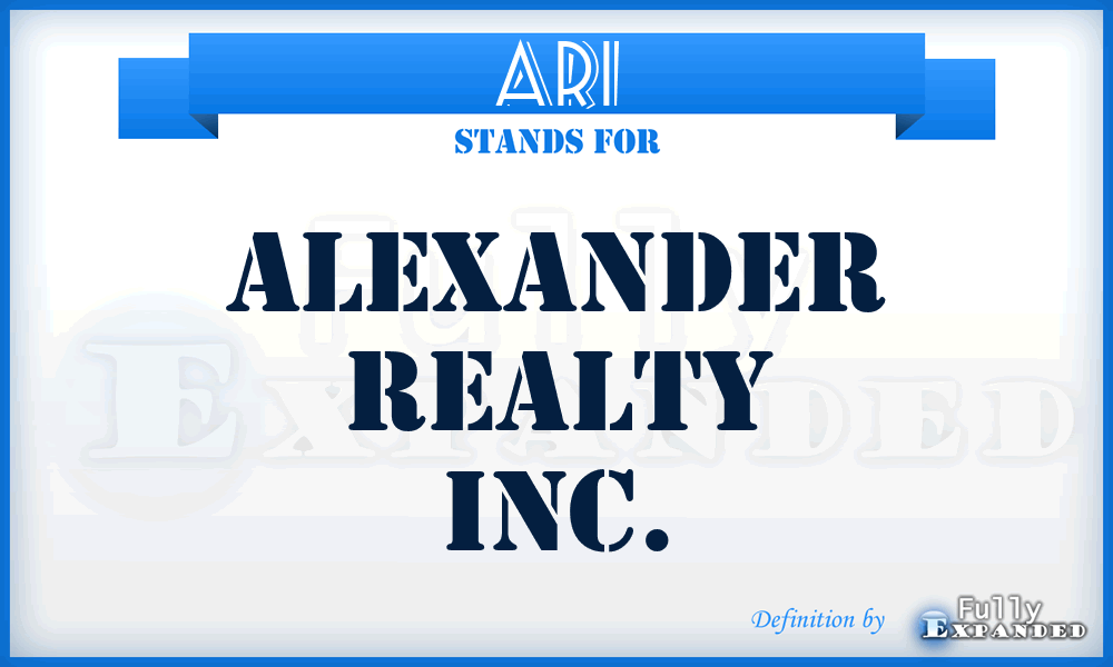 ARI - Alexander Realty Inc.