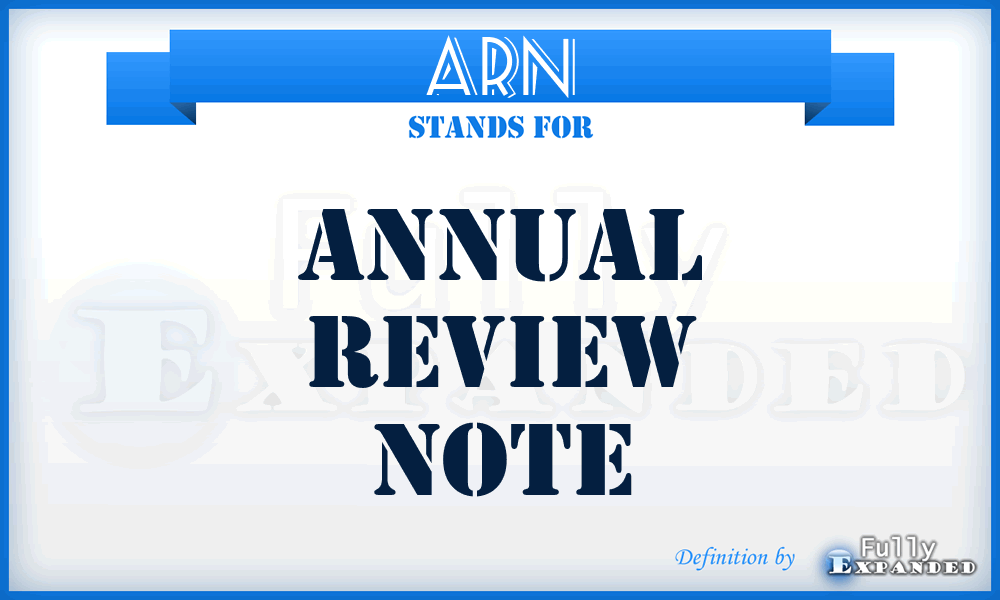 ARN - Annual Review Note