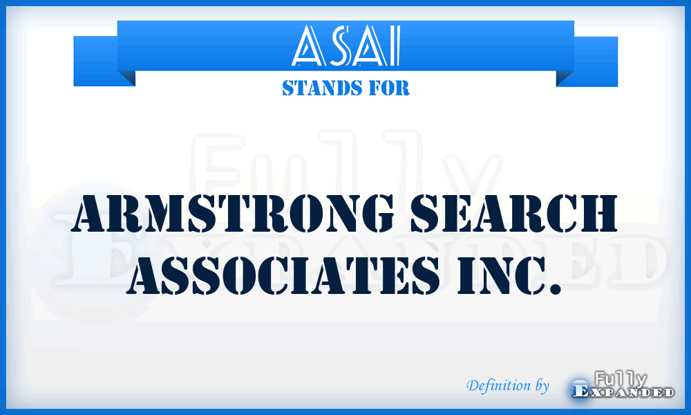 ASAI - Armstrong Search Associates Inc.