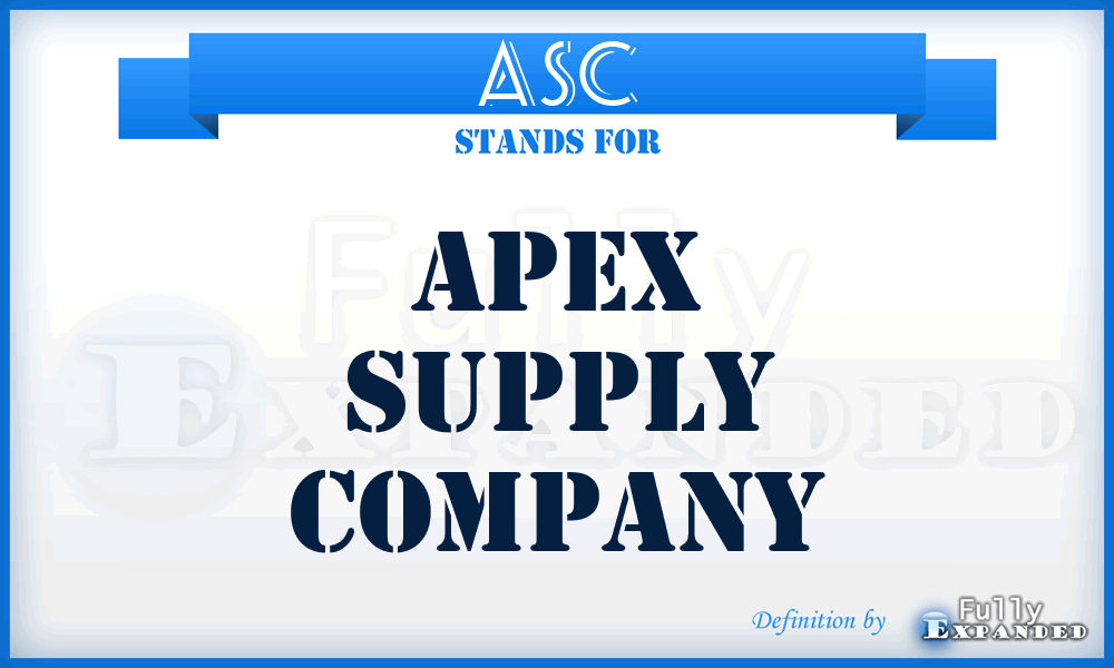 ASC - Apex Supply Company