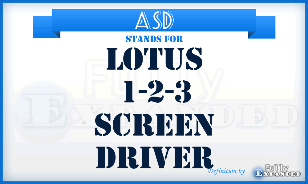 ASD - Lotus 1-2-3 Screen Driver