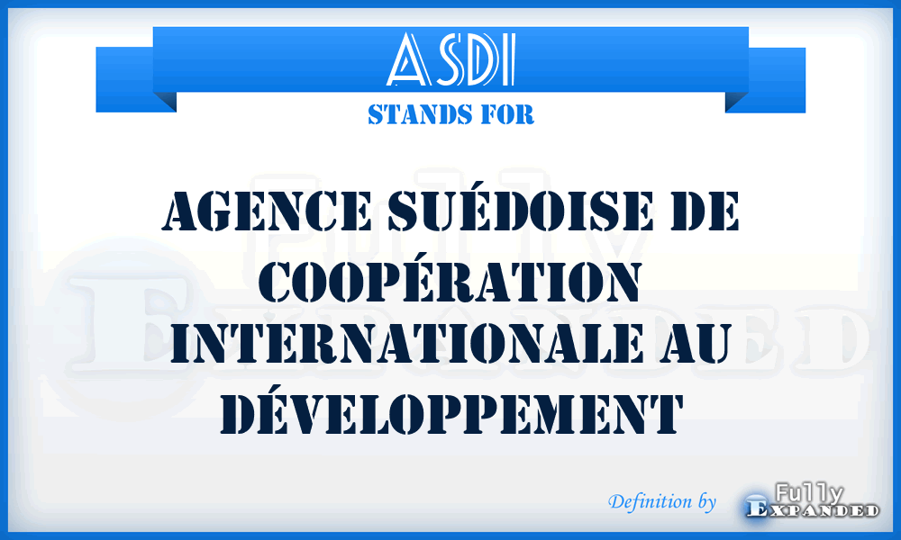 ASDI - Agence suédoise de coopération internationale au développement
