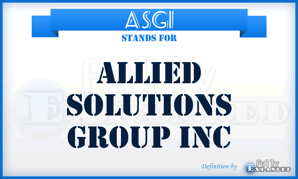 ASGI - Allied Solutions Group Inc