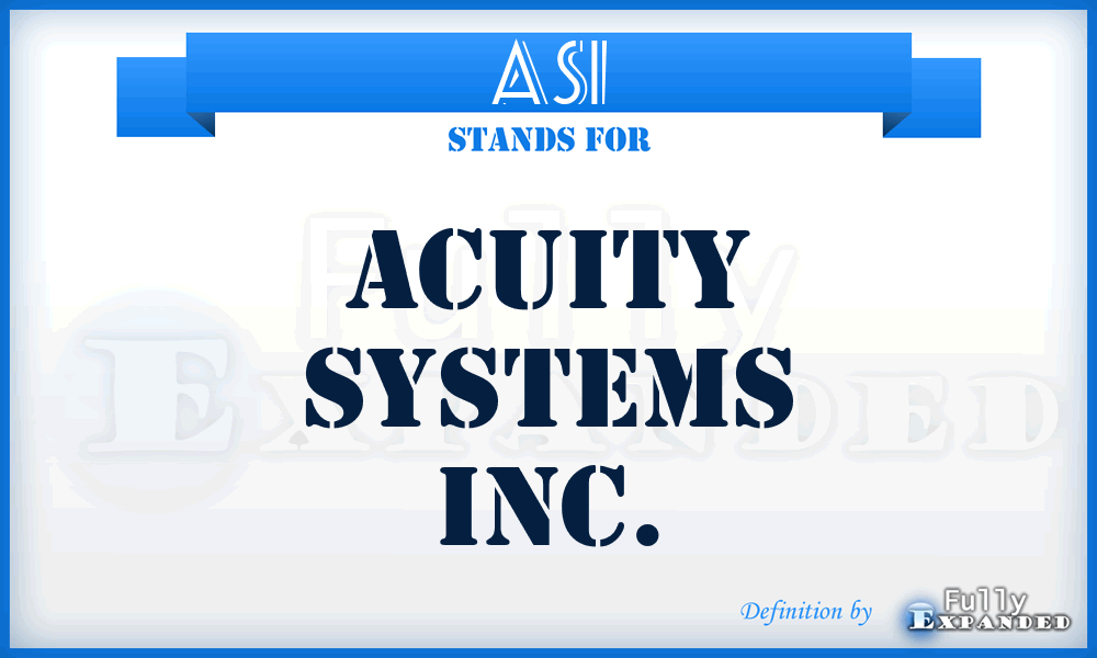 ASI - Acuity Systems Inc.