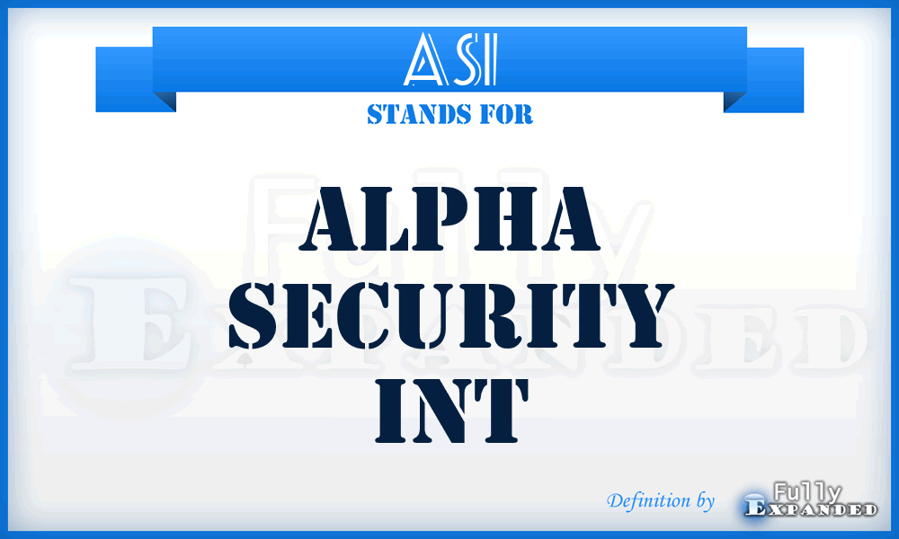 ASI - Alpha Security Int
