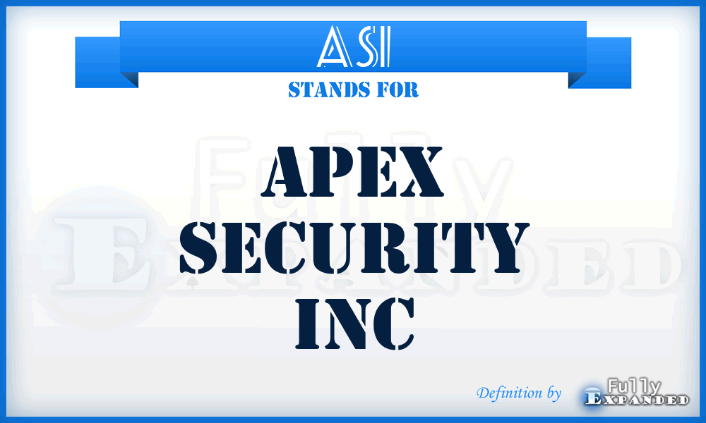 ASI - Apex Security Inc