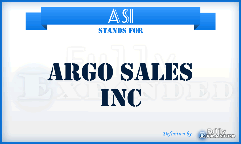 ASI - Argo Sales Inc