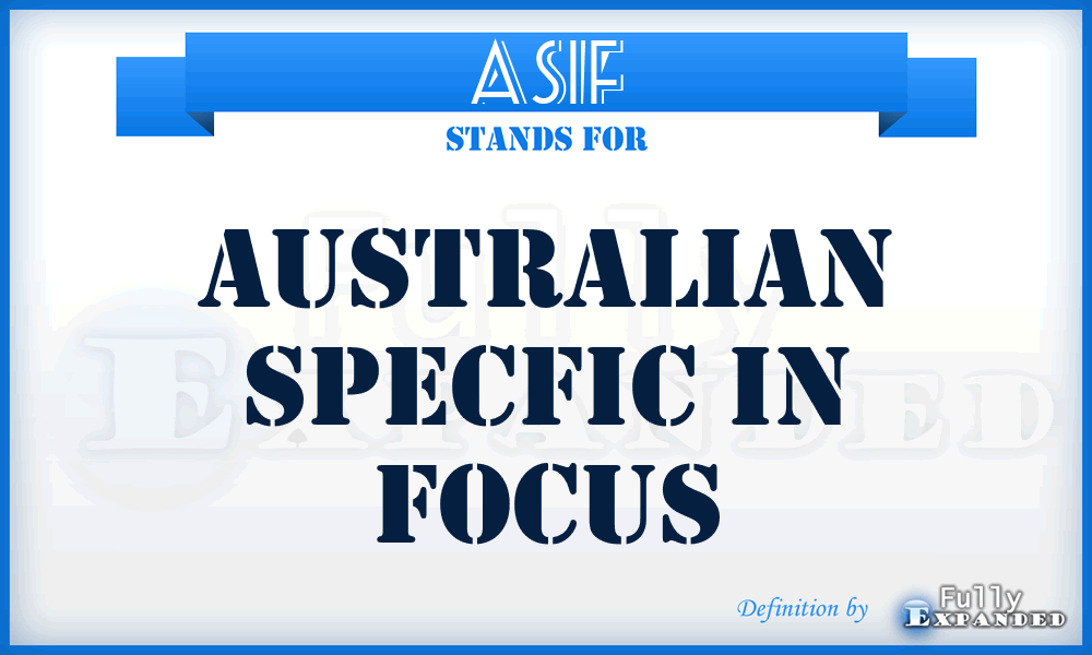 ASIF - Australian Specfic in Focus