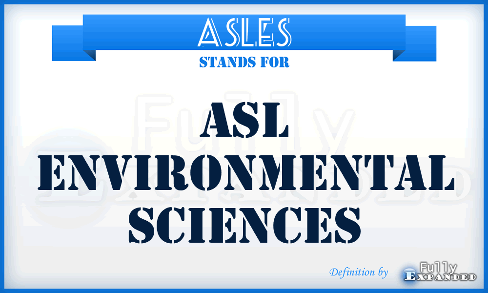 ASLES - ASL Environmental Sciences