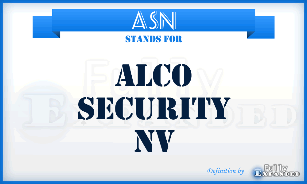 ASN - Alco Security Nv
