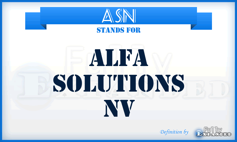 ASN - Alfa Solutions Nv