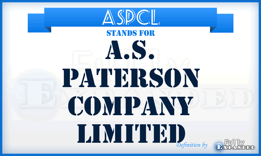 ASPCL - A.S. Paterson Company Limited