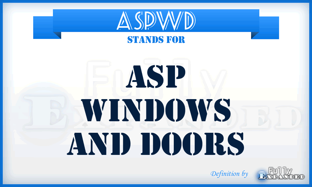 ASPWD - ASP Windows and Doors