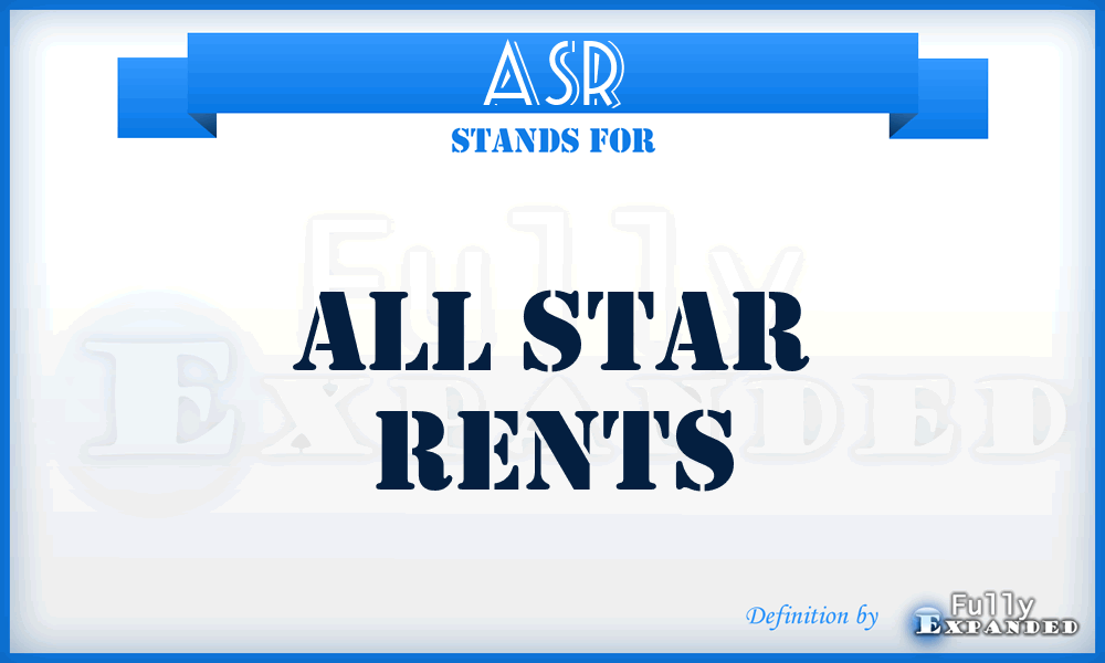 ASR - All Star Rents