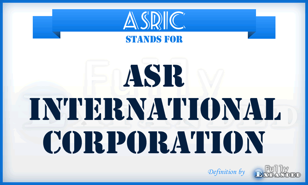 ASRIC - ASR International Corporation