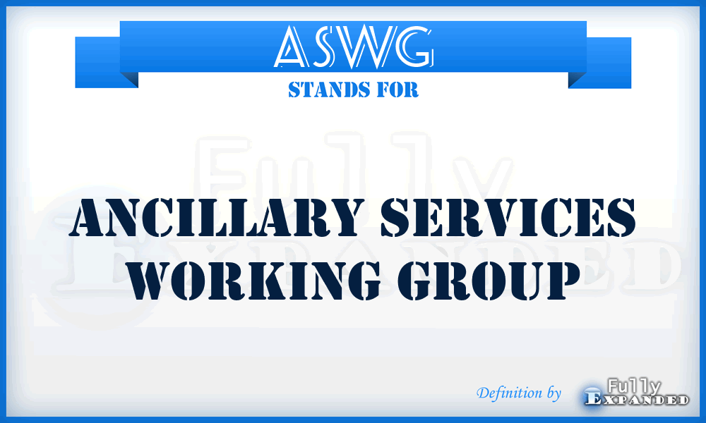 ASWG - Ancillary Services Working Group