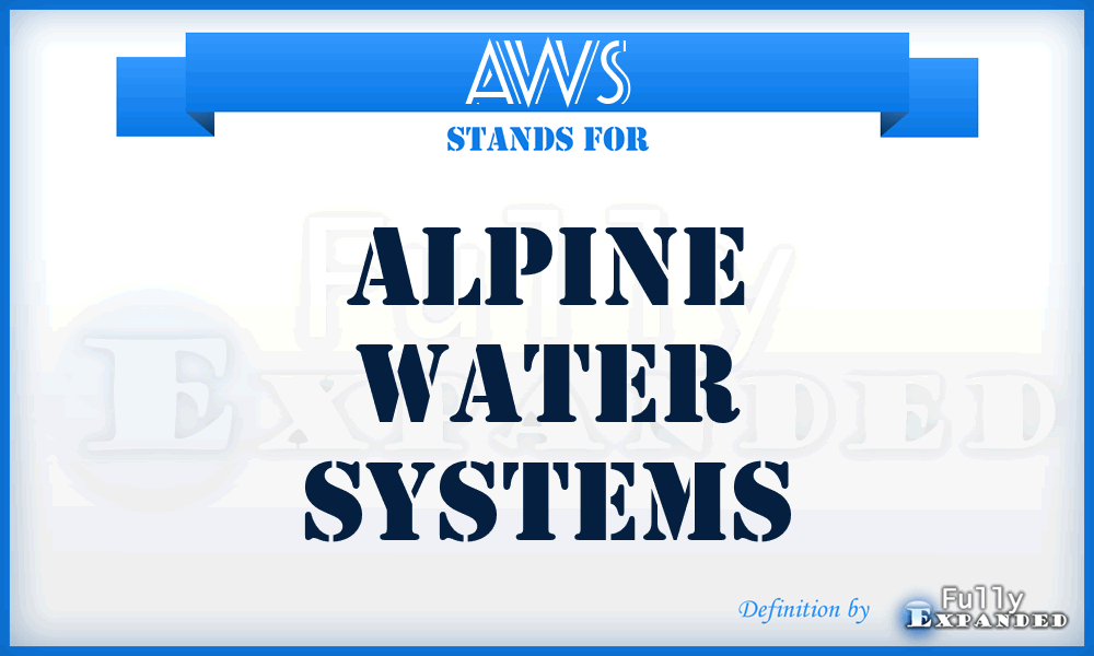 AWS - Alpine Water Systems
