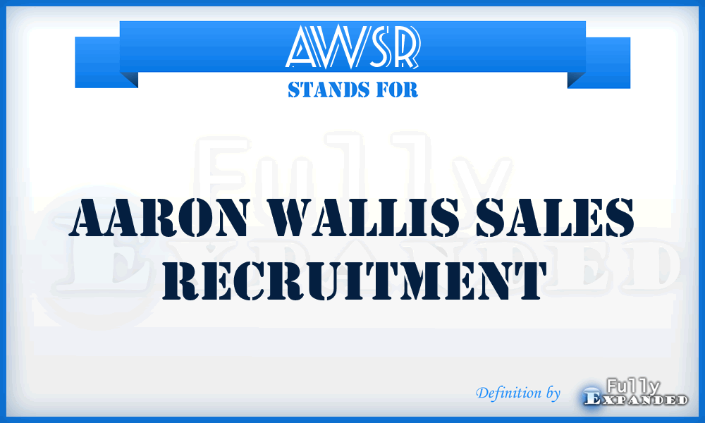 AWSR - Aaron Wallis Sales Recruitment