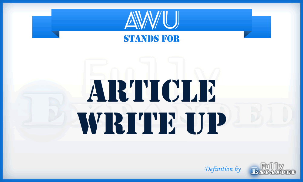 AWU - Article Write Up