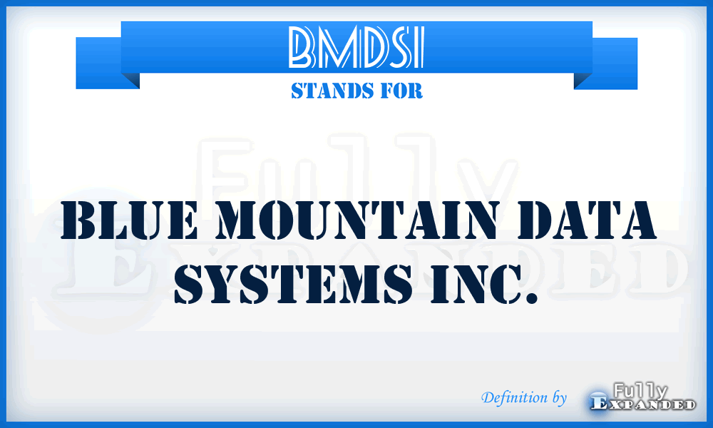 BMDSI - Blue Mountain Data Systems Inc.