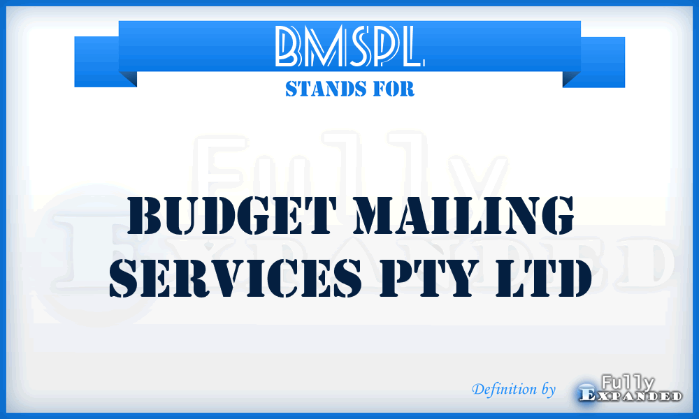 BMSPL - Budget Mailing Services Pty Ltd