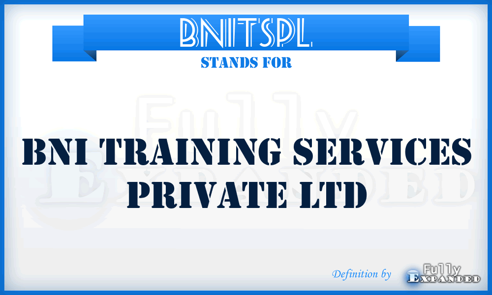 BNITSPL - BNI Training Services Private Ltd