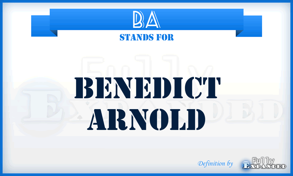 BA - Benedict Arnold