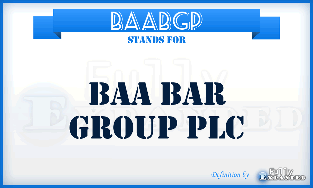 BAABGP - BAA Bar Group PLC