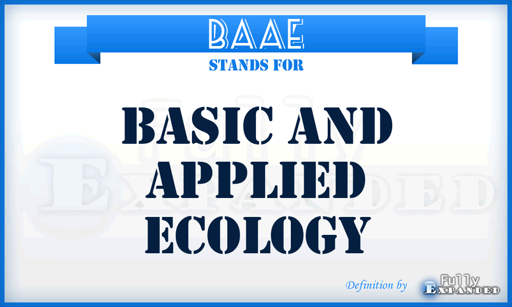 BAAE - Basic And Applied Ecology